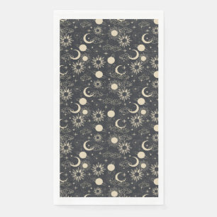 Servilleta De Papel espacio celestial sol luna galaxia planeta beige