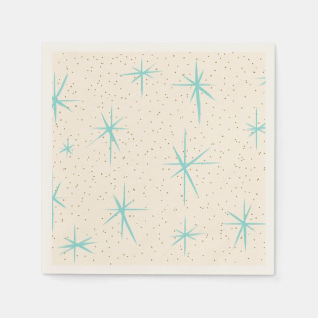 Servilleta De Papel Espacio Edad Turquesa Starburros Papel Napkin (Anverso)
