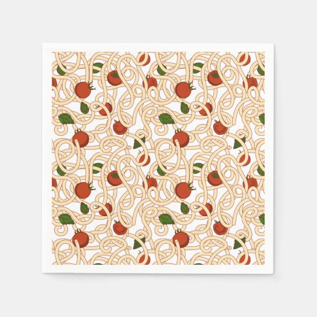Servilleta De Papel Espaguetis pasta comida italiana con tomate (Anverso)