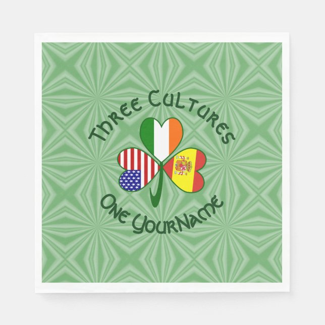 Servilleta De Papel España Irlanda USA Banderas Shamrock personalizada (Anverso)