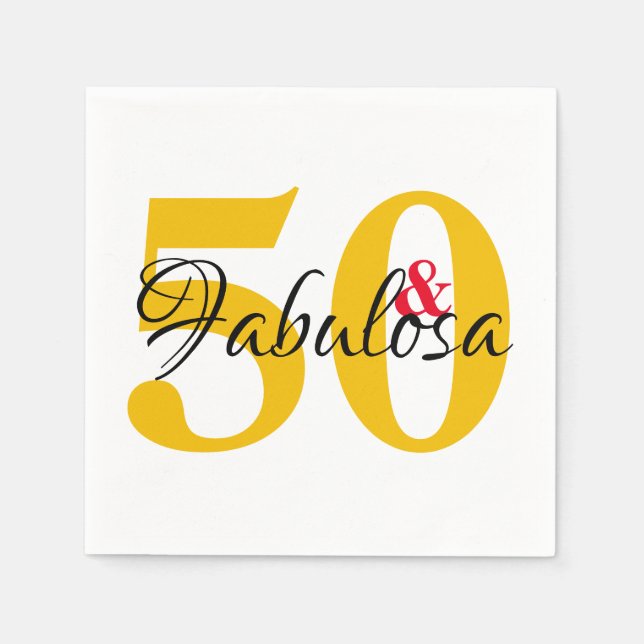 Servilleta De Papel Español de 50 y fabuloso cumpleaños (Anverso)