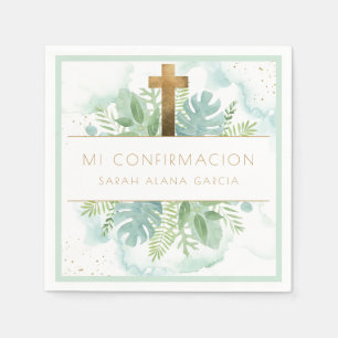 Servilleta De Papel Español, Greenery Boy/Chica Confirmación Verde pál