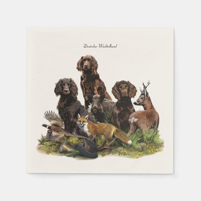 Servilleta De Papel Españoles alemanes ( Deutscher Wachtelhund ) (Anverso)