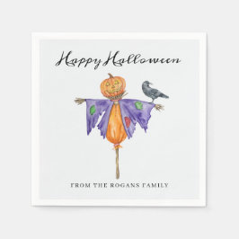 Servilleta De Papel Espantapájaros de Halloween con Calabaza