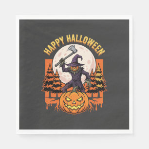 Servilleta De Papel Espantapájaros Feliz Halloween Jack O Linterna Vec