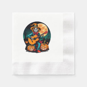 Servilleta De Papel espantapájaros toca la guitarra y celebra Hallowee