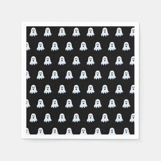 Servilleta De Papel Espantoso patrón fantasma negro y blanco (Anverso)