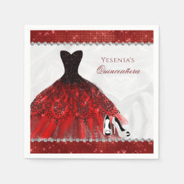 Servilleta De Papel Esparkle de diamante rojo Glam Quinceañera