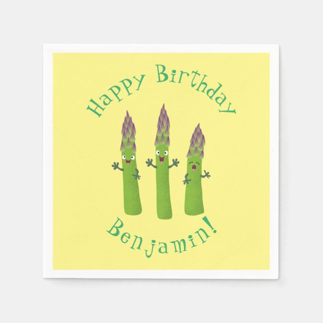 Servilleta De Papel Espárrago lindo cantando trío de verduras personal (Anverso)