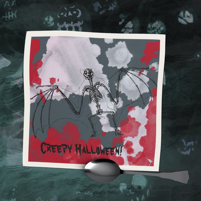 Servilleta De Papel Espectacular Bat Skeleton de Halloween (Creepy Halloween Bat Skeleton Napkins ©Susanne Sachers - Sunny Mind Design 🌞)