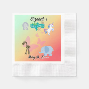 Servilleta De Papel Espectacular desfile animal Naranja amarillo verde