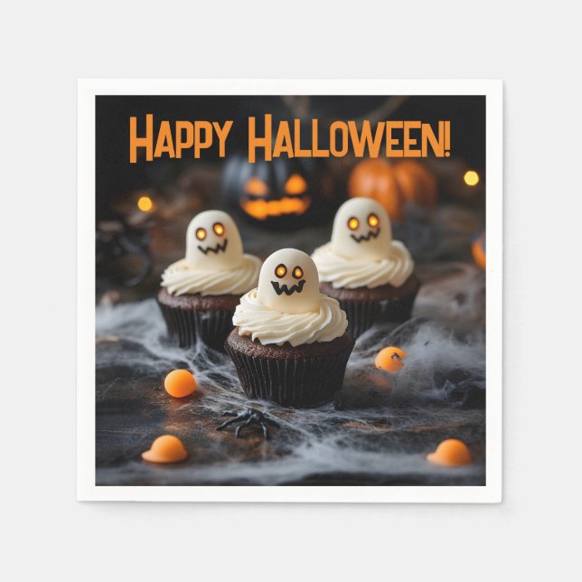 Servilleta De Papel Espectacular diseño de quequitos de Halloween (Anverso)