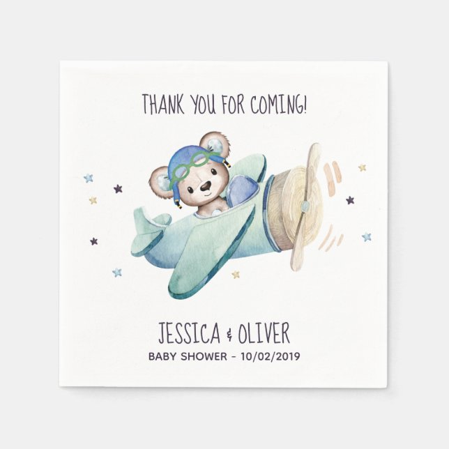 Servilleta De Papel Espectacular piloto del avión acuático Teddy Bear (Anverso)