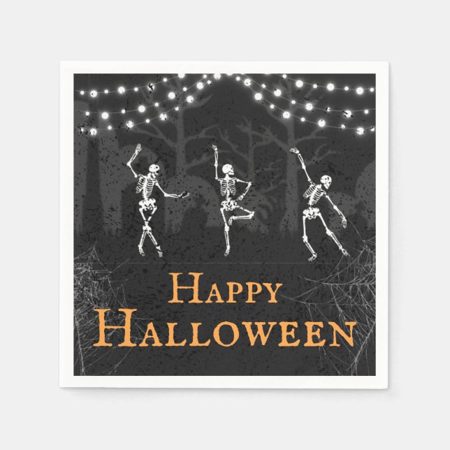 Servilleta De Papel Espectacular Skeletons Graveyard Halloween Party (Anverso)