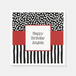 Servilleta De Papel Espectaculares Patrones Blanco y Negro con Rojo