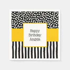 Servilleta De Papel Espectaculares patrones blancos y negros con amari