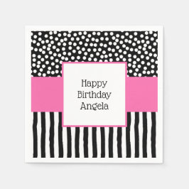 Servilleta De Papel Espectaculares patrones blancos y negros con rosad