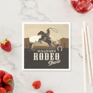 Servilleta De Papel Espectáculo de Rodeo Vaquero Personalizado Rodeo d