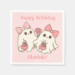 Servilleta De Papel Espeluznante Fantasma Rosa Y Sos Primer Cumpleaños