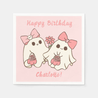 Servilleta De Papel Espeluznante Fantasma Rosa Y Sos Primer Cumpleaños