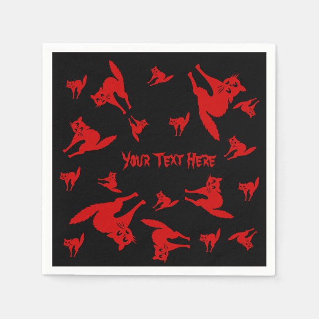 Servilleta De Papel espeluznante gatito rojo halloween divertido (Anverso)