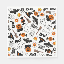 Servilleta De Papel Espeluznante Partido Halloween Negro Y Naranja