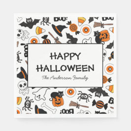 Servilleta De Papel Espeluznante Partido Halloween Negro Y Naranja