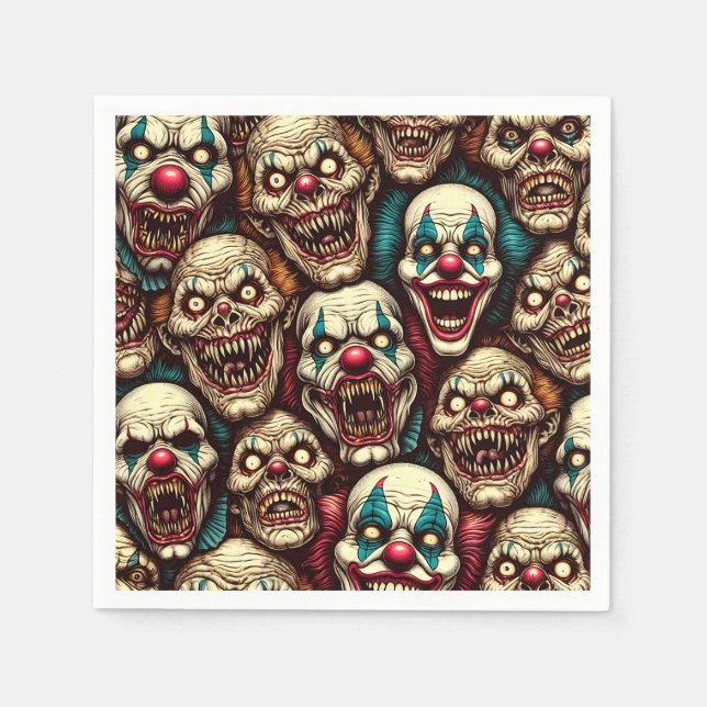 Servilleta De Papel Espeluznante Payaso Zombie Halloween (Anverso)
