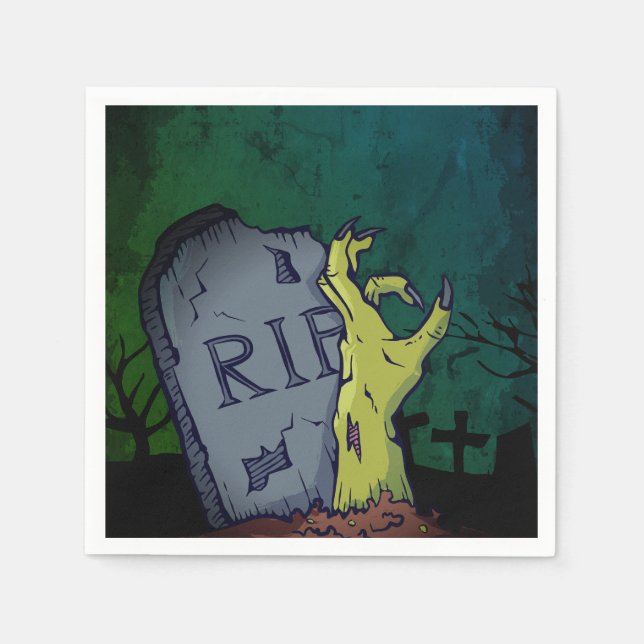 Servilleta De Papel Espeluznante Scary Zombie Hand Grave Party Hallowe (Anverso)