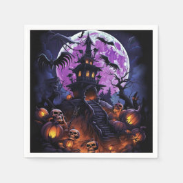 Servilleta De Papel Espeluznante Skeleton Halloween - Casa embrujada