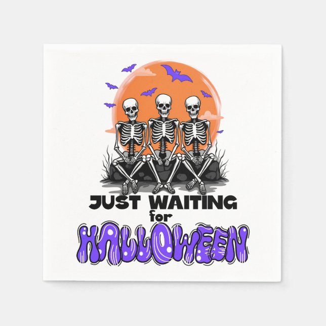 Servilleta De Papel Esperando a Halloween, escrúpulo adorable (Anverso)