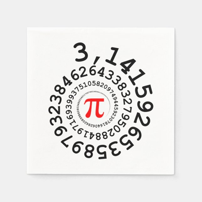 Servilleta De Papel Espiral original de dígitos Pi número 3,14... (Anverso)