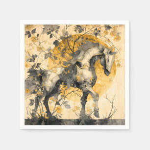 Servilleta De Papel Espíritu Botánico Vintage White Horse Flores Vines