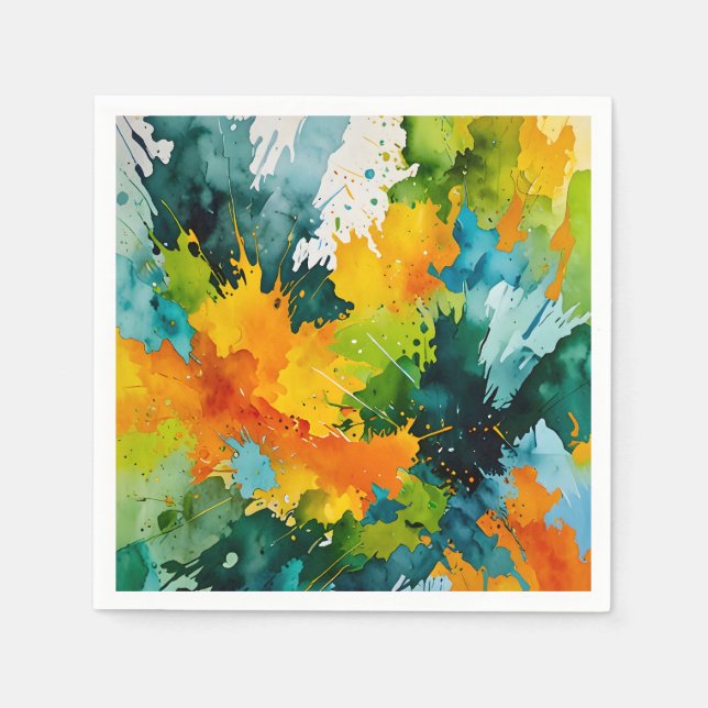 Servilleta De Papel Esplash dorado y olas de esmeralda (Anverso)