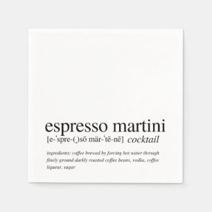Servilleta De Papel Espresso Martini cita moderna Typografía negra Nap