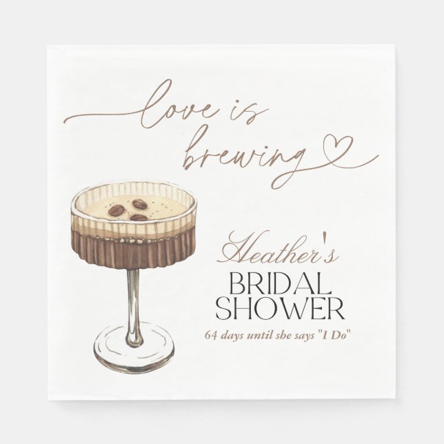 Servilleta De Papel Espresso Martini Love Is Brewing Bridal Shower  (Anverso)