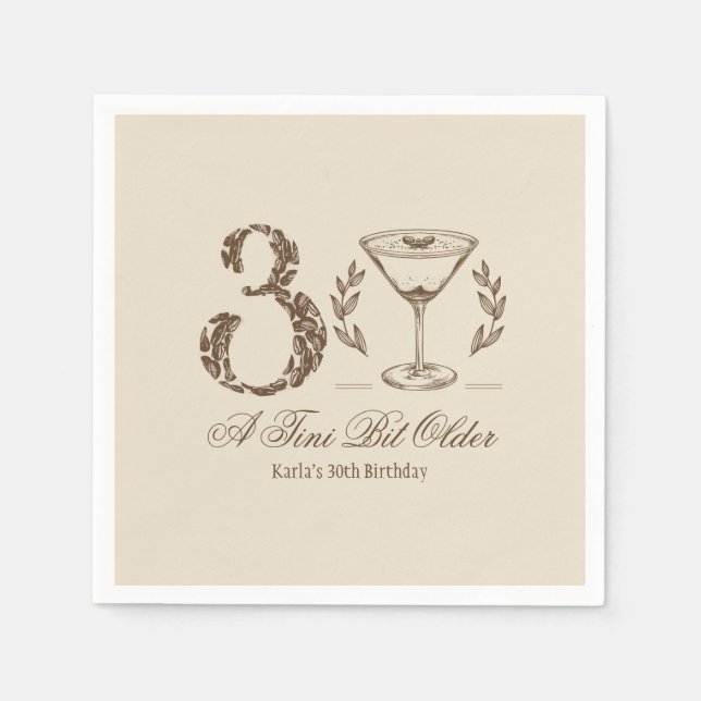 Servilleta De Papel Espresso Tini bit mayor 30 cumpleaños (Anverso)