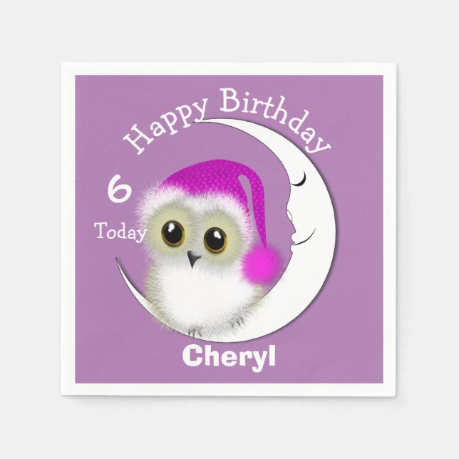 Servilleta De Papel Espuma de búho nocturno difusa personalizada (Anverso)