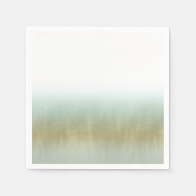 Servilleta De Papel Espuma de Mar Oro Blanco Elegante Playa Boda Moder (Anverso)