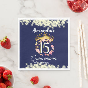 Servilleta De Papel Espumosa marina azul quinceañera española