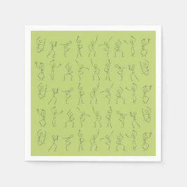 Servilleta De Papel Esqueleto bailarín de Halloween - verde