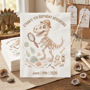 Servilleta De Papel Esqueleto de Dinosaurio Paleontólogo Niño Cumpleañ