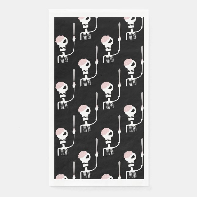 Servilleta De Papel Esqueleto de Halloween con espada (Anverso)