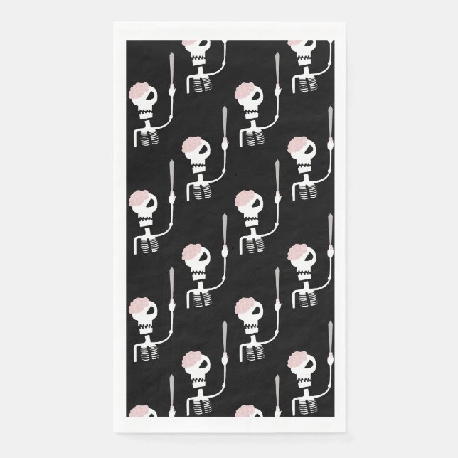 Servilleta De Papel esqueleto de Halloween con una espada  (Anverso)