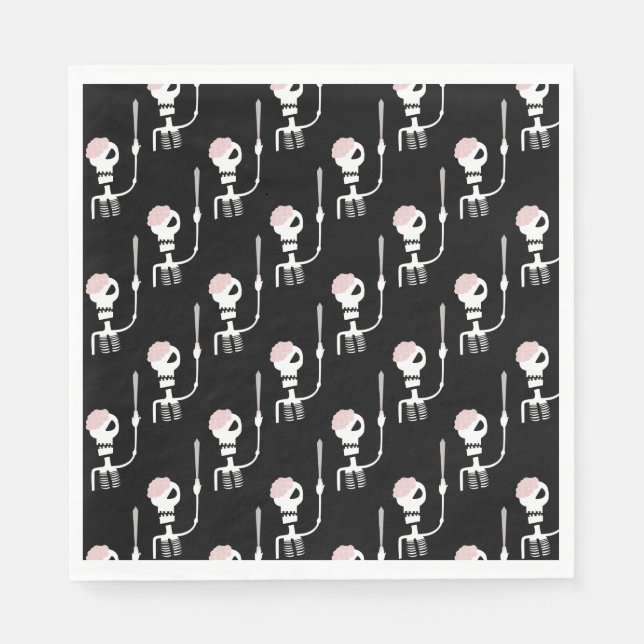 Servilleta De Papel esqueleto de Halloween con una espada  (Anverso)