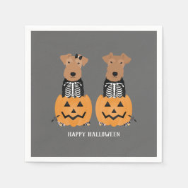 Servilleta De Papel Esqueleto de Halloween de Welsh Terrier