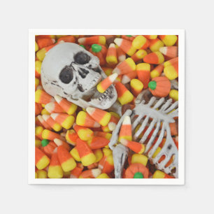 Servilleta De Papel esqueleto de Halloween en maíz de caramelo