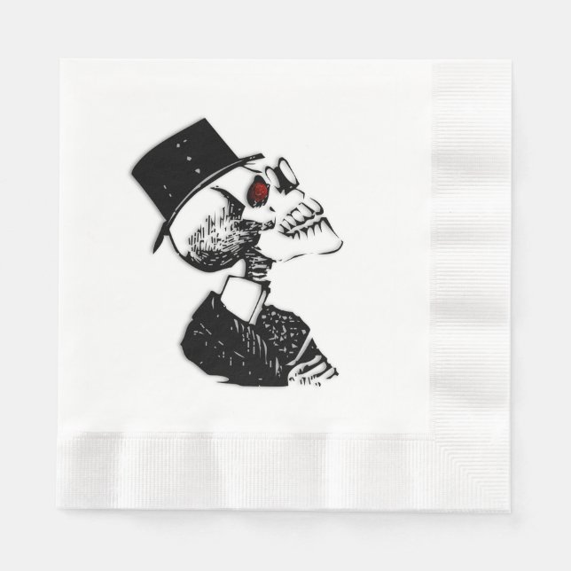 Servilleta De Papel Esqueleto de ojos rojos (Anverso)