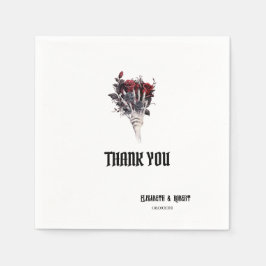 Servilleta De Papel Esqueleto de rosas rojas góticas gracias