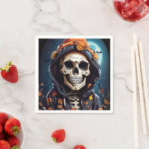 Servilleta De Papel Esqueleto sonriente espeluznante de Halloween